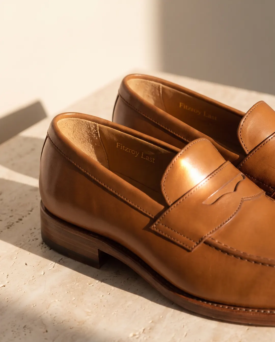 Fitzroy Last penny loafer, close-up of the label