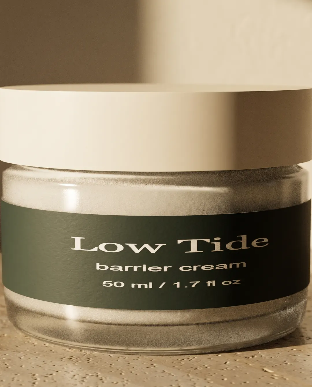 Low Tide barrier cream, close-up of the label